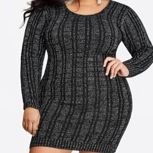 RIBBED LACE UP BACK SWEATER DRESS